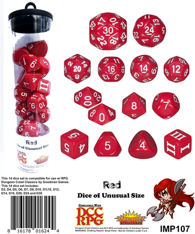 Dice of Unusual Size: Red - DCC RPG & MCC RPG Weird Dice